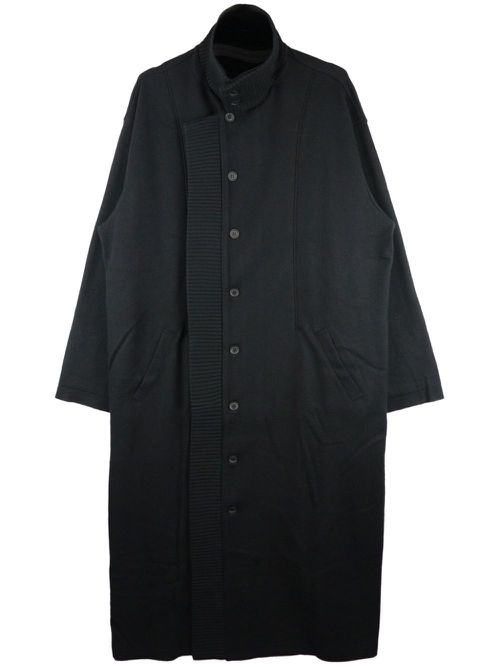 Layered wool-blend coat - Black