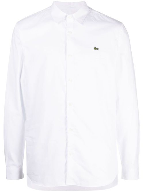 Logo-embroidered poplin cotton shirt - White