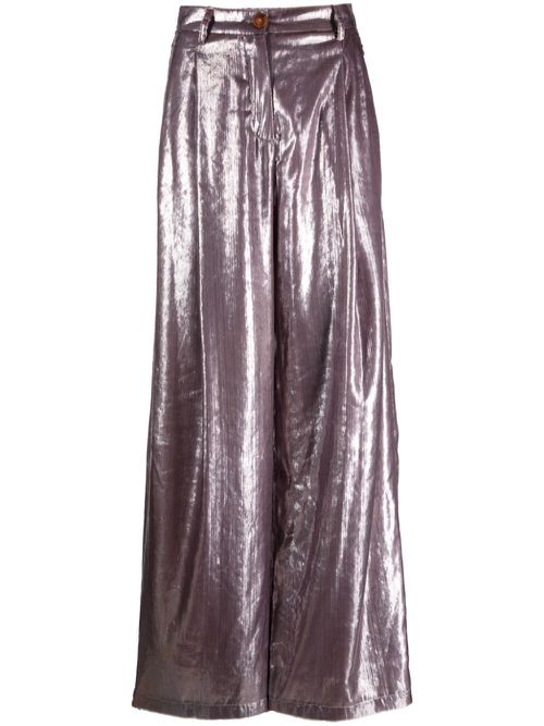 High-shine wide-leg trousers - Pink