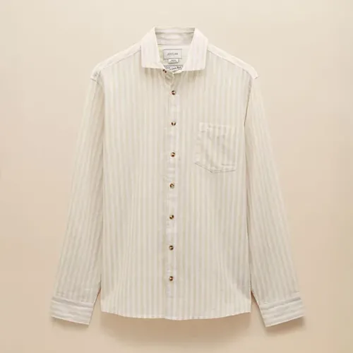 Joules Mens Neutral Linen Blend Long Sleeve Shirt