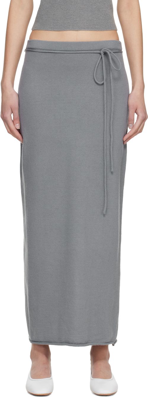 Blue Cashmere Blend Knit Maxi Skirt