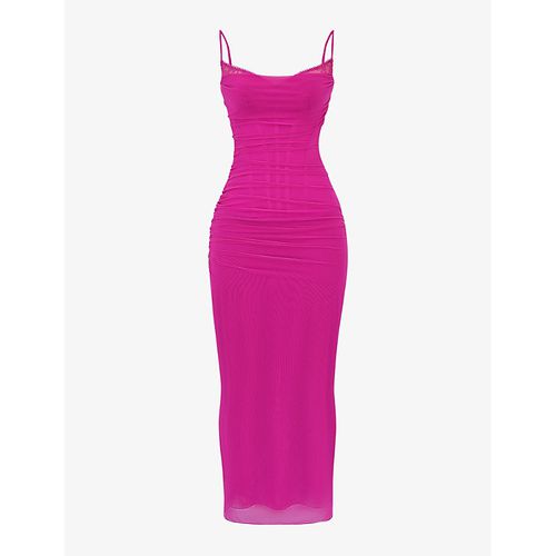 Womens Fuchsia Nalini Lace-trim Corseted Stretch-woven Maxi Dress