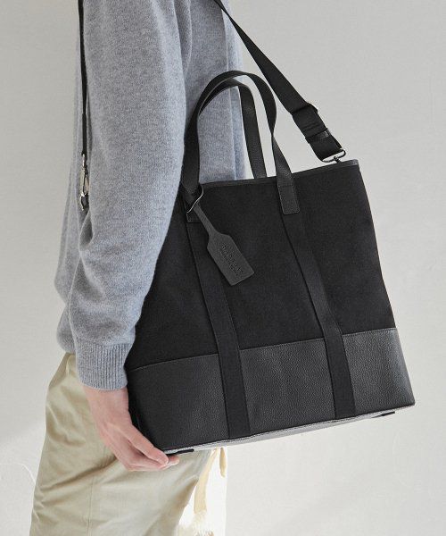 Dual Top Canvas Tote Bag Black