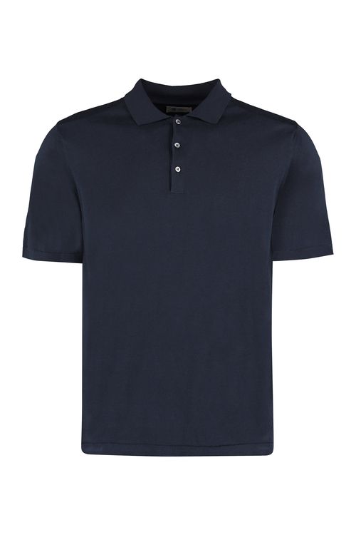 The (alphabet) Cotton Knit Polo Shirt with Side Slit Hemline