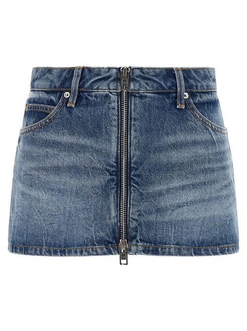 Zip-Front Denim Skort — Blue