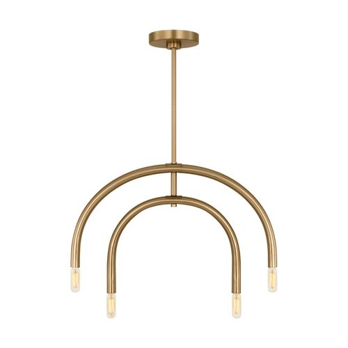 Satin Brass Four Light Chandelier from the Hadden Collection