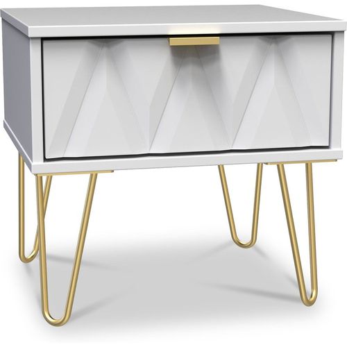 Geo 1 Drawer Bedside Table with Gold Hairpin Legs | Roseland
