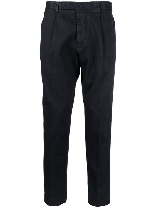 Pleat-detail tapered trousers - Blue