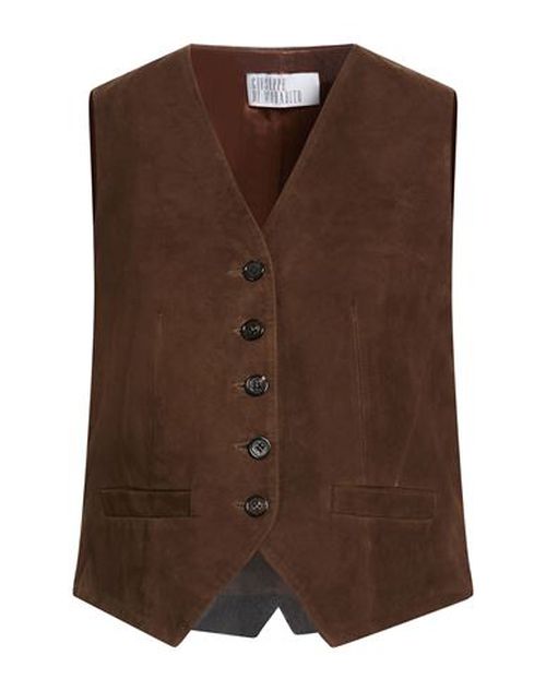 Woman Tailored Vest Brown Size 0 Leather