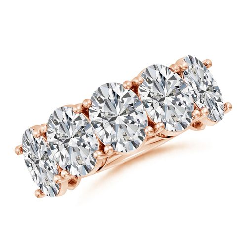 Angara 7.5 Carats Oval Diamond Five Stone Classic Anniversary Ring in 18K Rose Gold