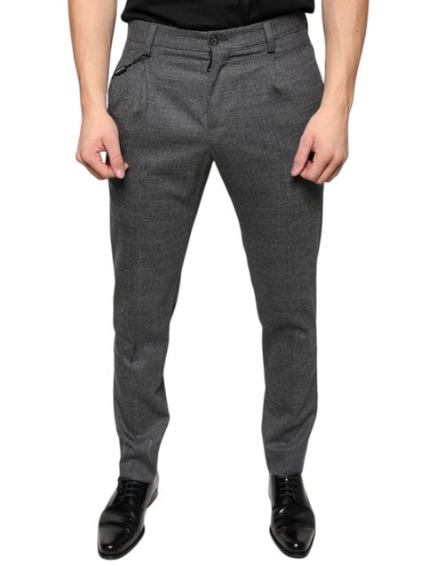 Virgin Wool Check Trousers — Gray