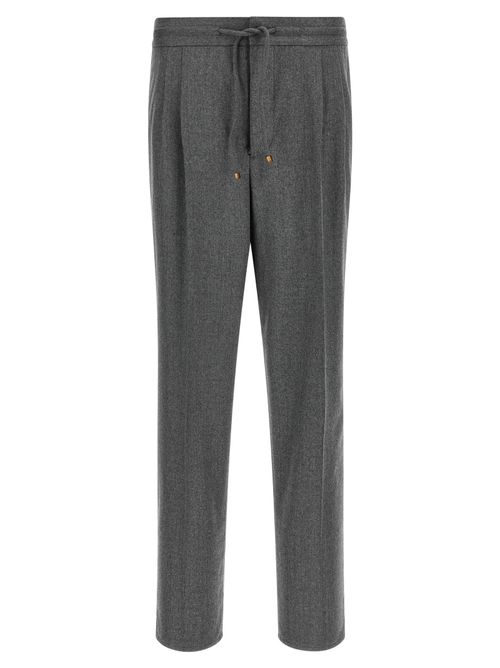 Virgin Wool Flannel Trousers — Gray