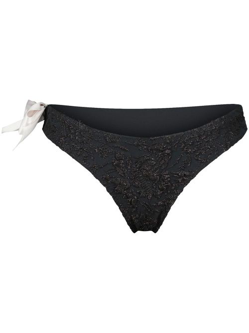 Bow-detail one-shoulder bikini - Black