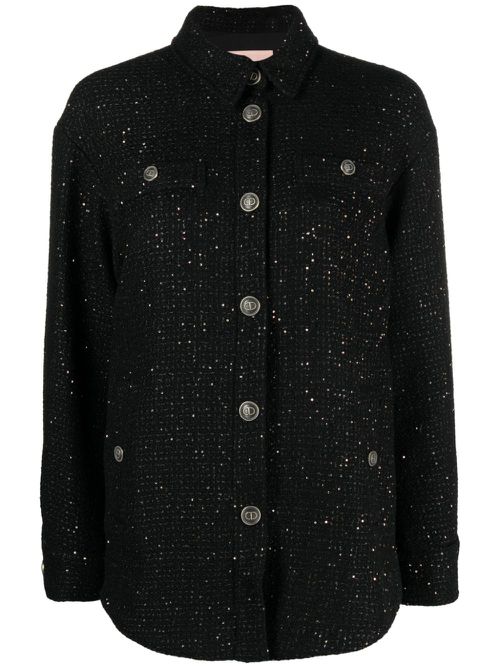 Sequin-embellished bouclé jacket - Black