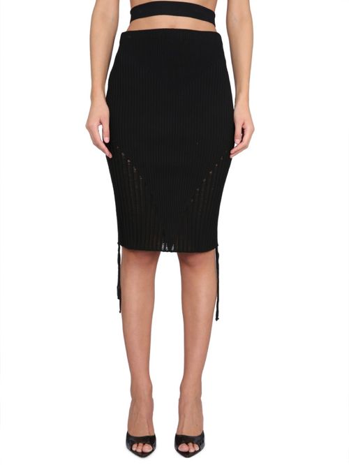 Black Pleated Midi Skirt