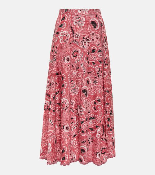 Paisley cotton and silk maxi skirt