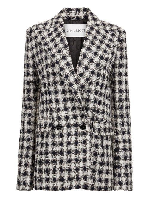 Tweed check double-breasted jacket - Black
