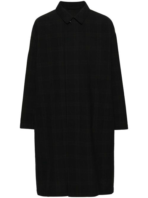 Checked wool coat - Black