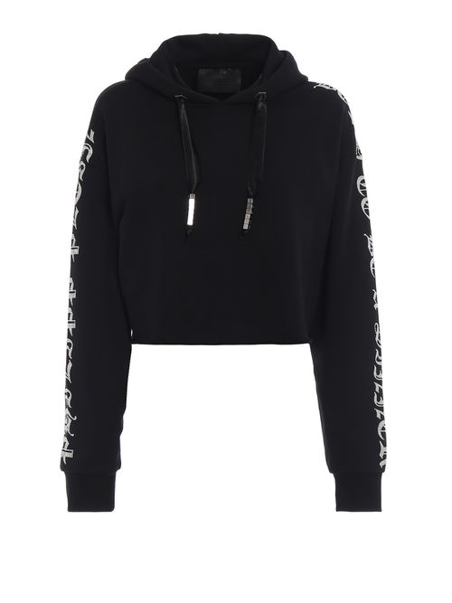 Crystal Plein crop hoodie