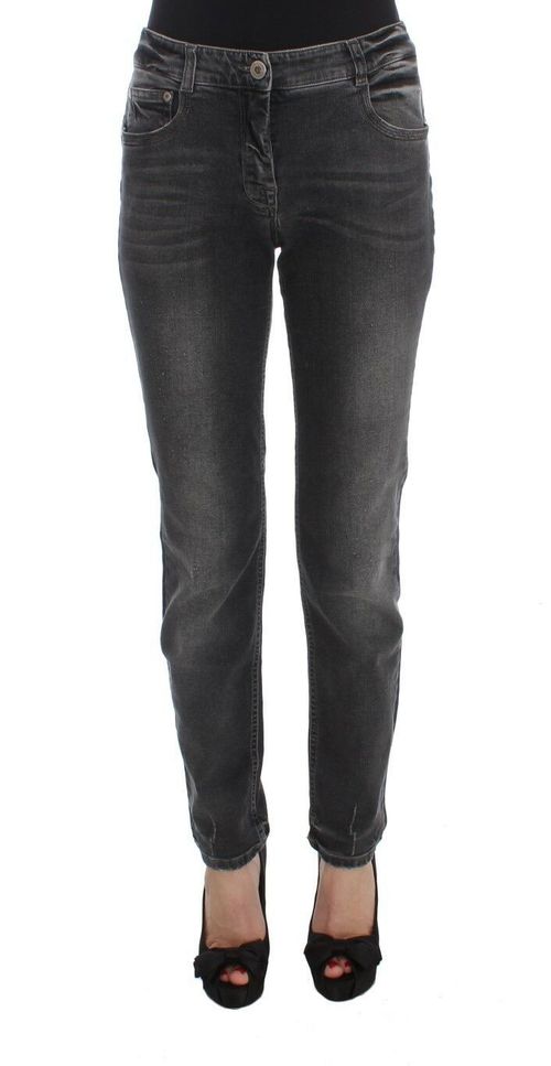 Gray Wash Cotton Blend Stretch Jeans — Gray