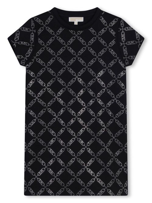 Logo-print rhinestone-embellished dress - Black
