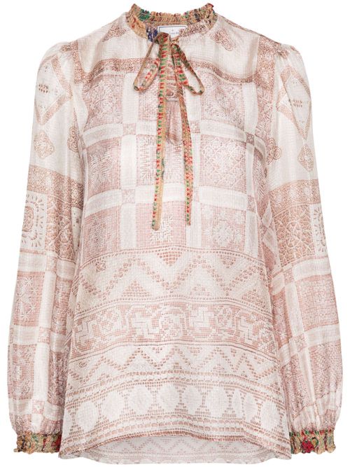 Graphic-print silk blouse - Neutrals