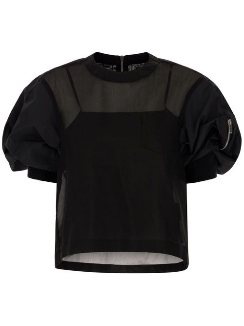 Cotton-blend blouse - Black