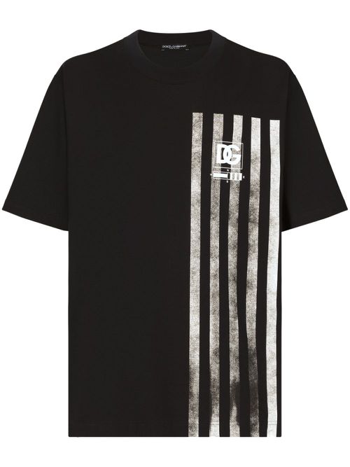 Stripe-print cotton T-shirt - Blue