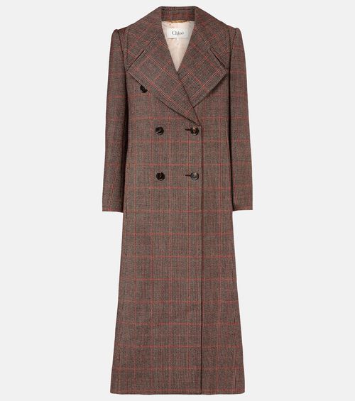 Chloé Checked double-breasted virgin wool coat