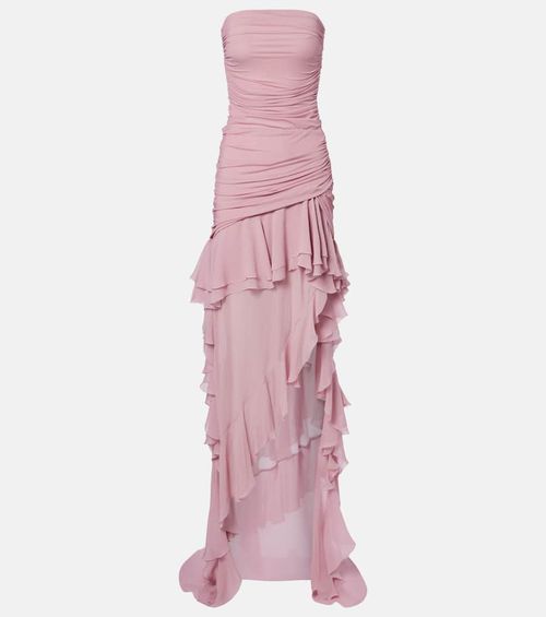 Asymmetric ruffled georgette gown