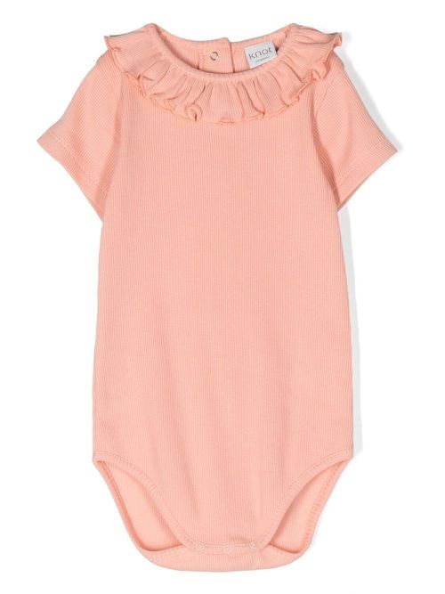 Ruffle-collar ribbed-knit body - Pink