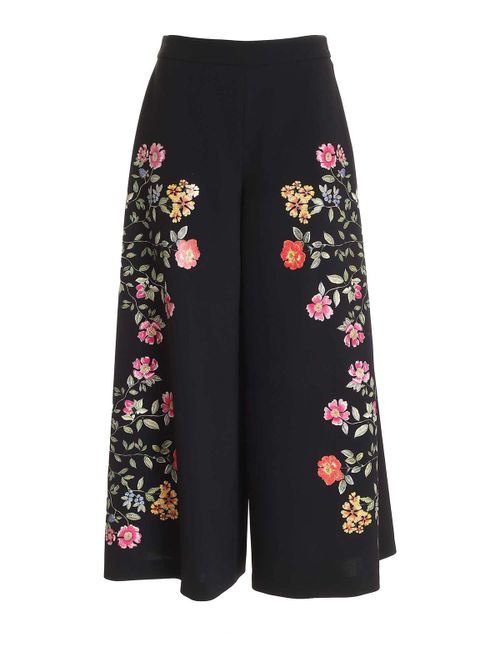 Flower print pants in black