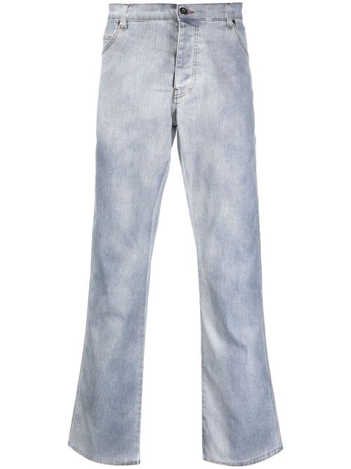 Stonewashed straight-leg jeans - Blue