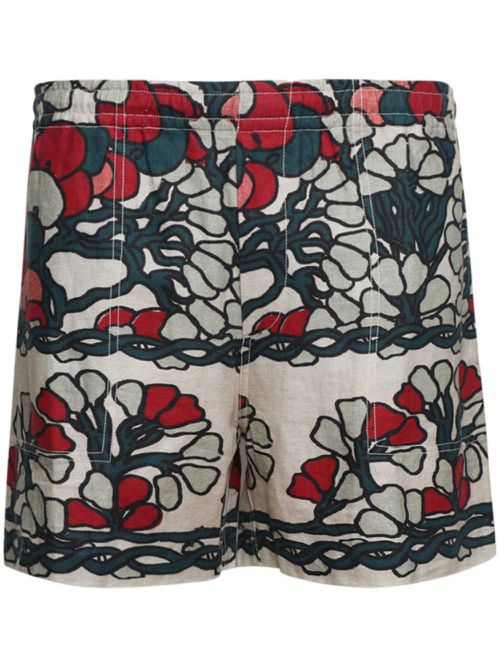 Garden Lattice linen shorts - Neutrals