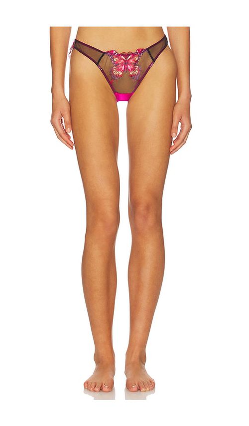 Fleur du mal Butterfly Embroidery Cheeky in Pink. - 4 also