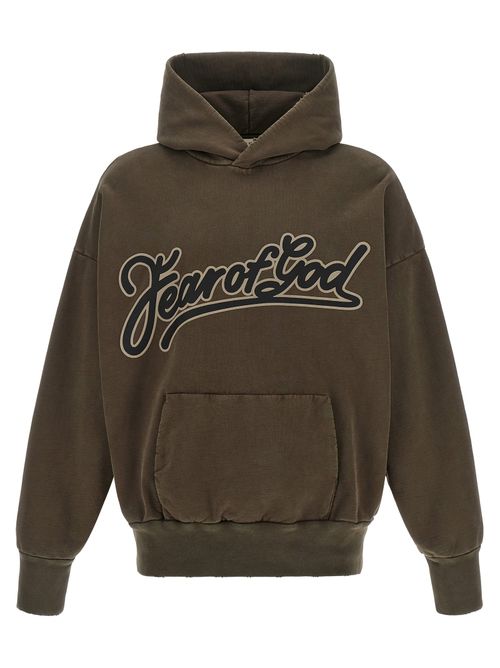Logo-Embroidered Cotton Hoodie — Brown