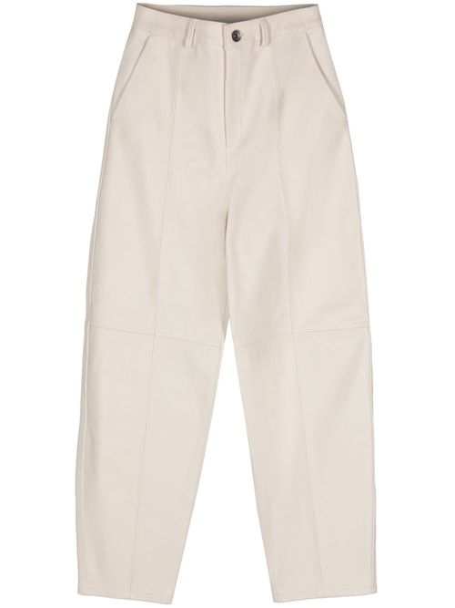 Tapered leather trousers - White