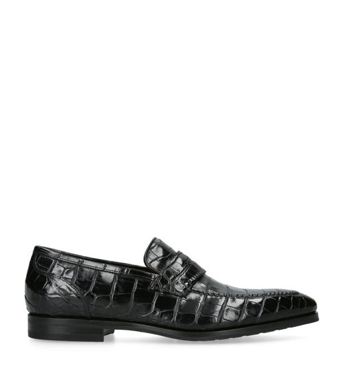 Crocodile Leather Derby Loafers