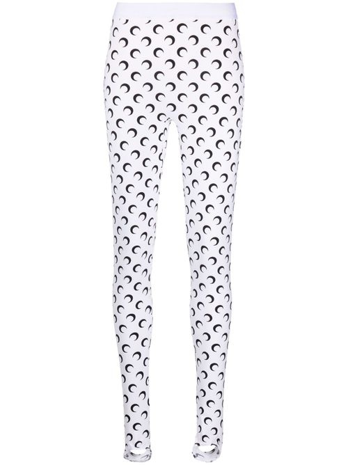 Crescent moon-print leggings - White