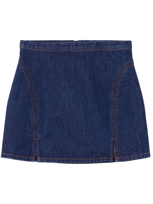 Split denim mini skirt - Blue