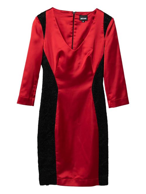 Satin panelled dress - Red
