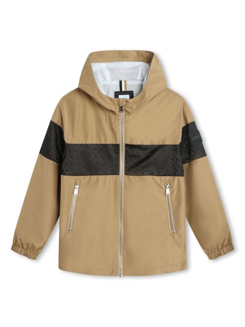 Panelled hooded windbreaker - Neutrals