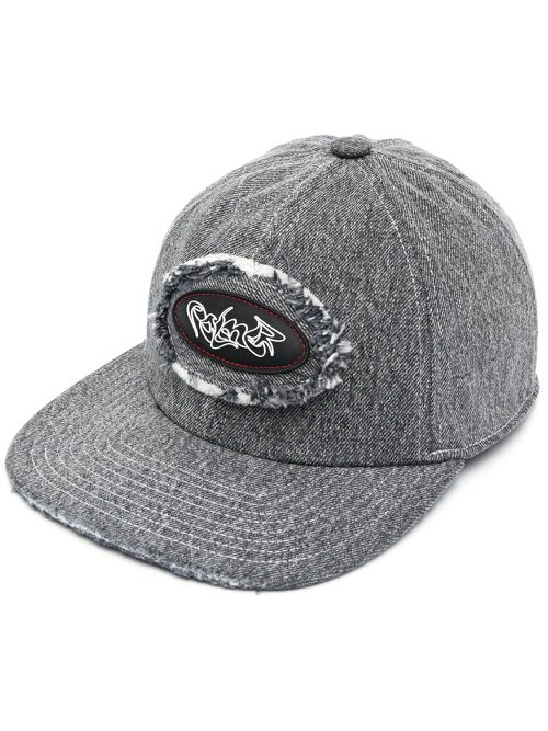 Logo-patch cotton cap - Black