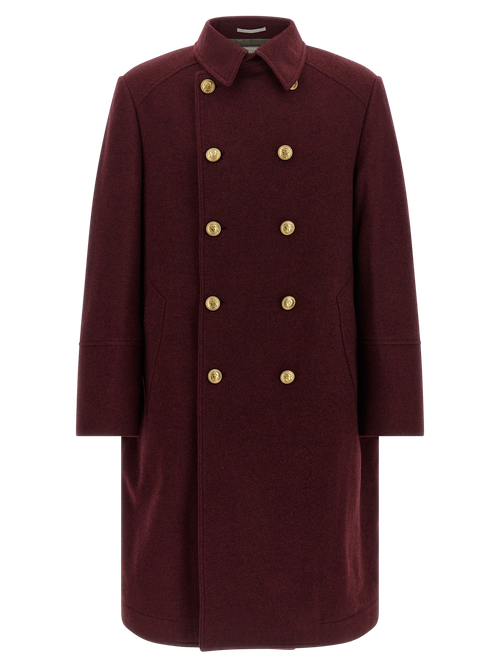 Double-Breasted Cashmere Coat — Bordeaux