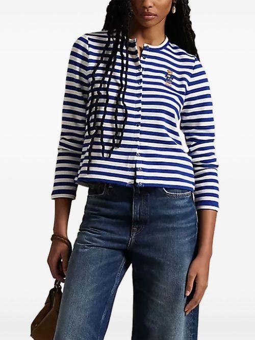 Striped button-up cardigan - Blue