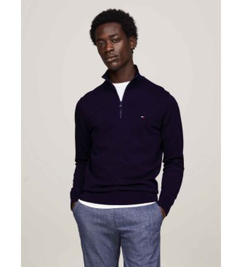 Tommy Hilfiger for man. MW0MW25352 Jumper 1985 Zip Mock navy (M), Casual, Organic Cotton, Sustainable