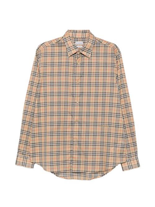 Check Cotton Shirt — Beige