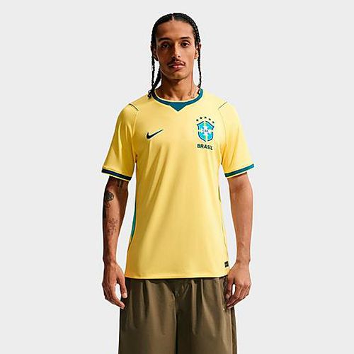 Men's Brazil 2026 Stadium Home Dri-FIT Replica Soccer Jersey in Canary/Light Menta/Geode Teal