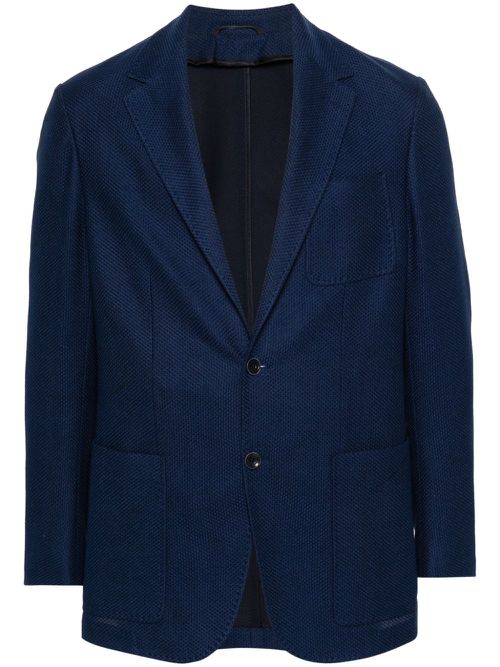 Textured-finish single-breasted blazer - Blue