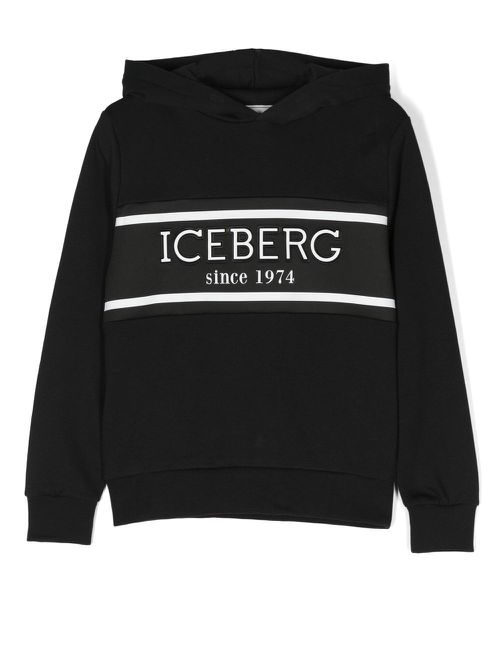 Logo-tape jersey hoodie - Black